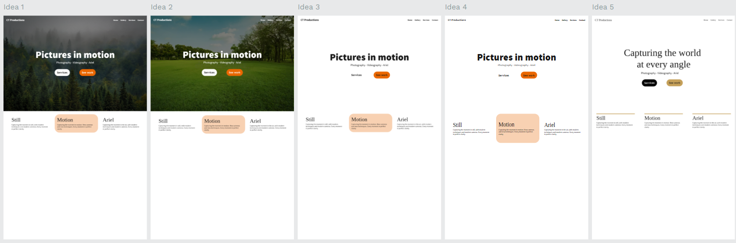 Pictures of mockups done for the client